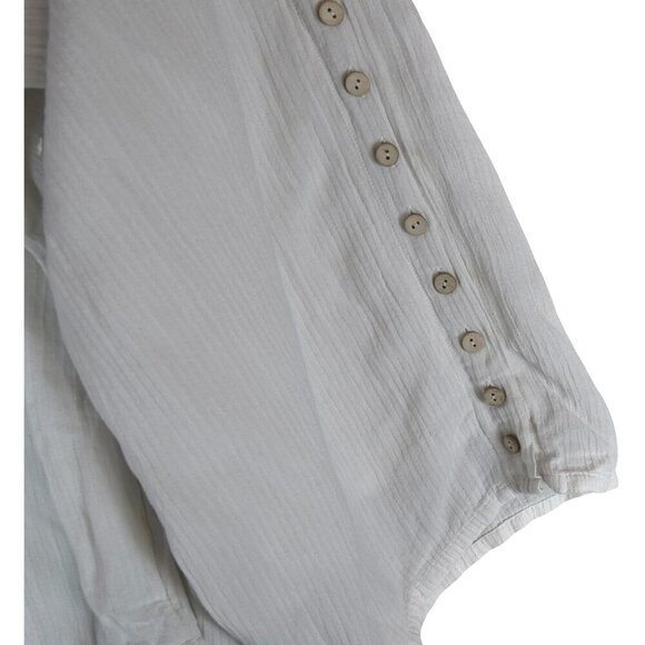 Soft Surroundings Oceo Gauze Wide Leg Pants White Wood Buttons Beachy Flowy L - Picture 4 of 10